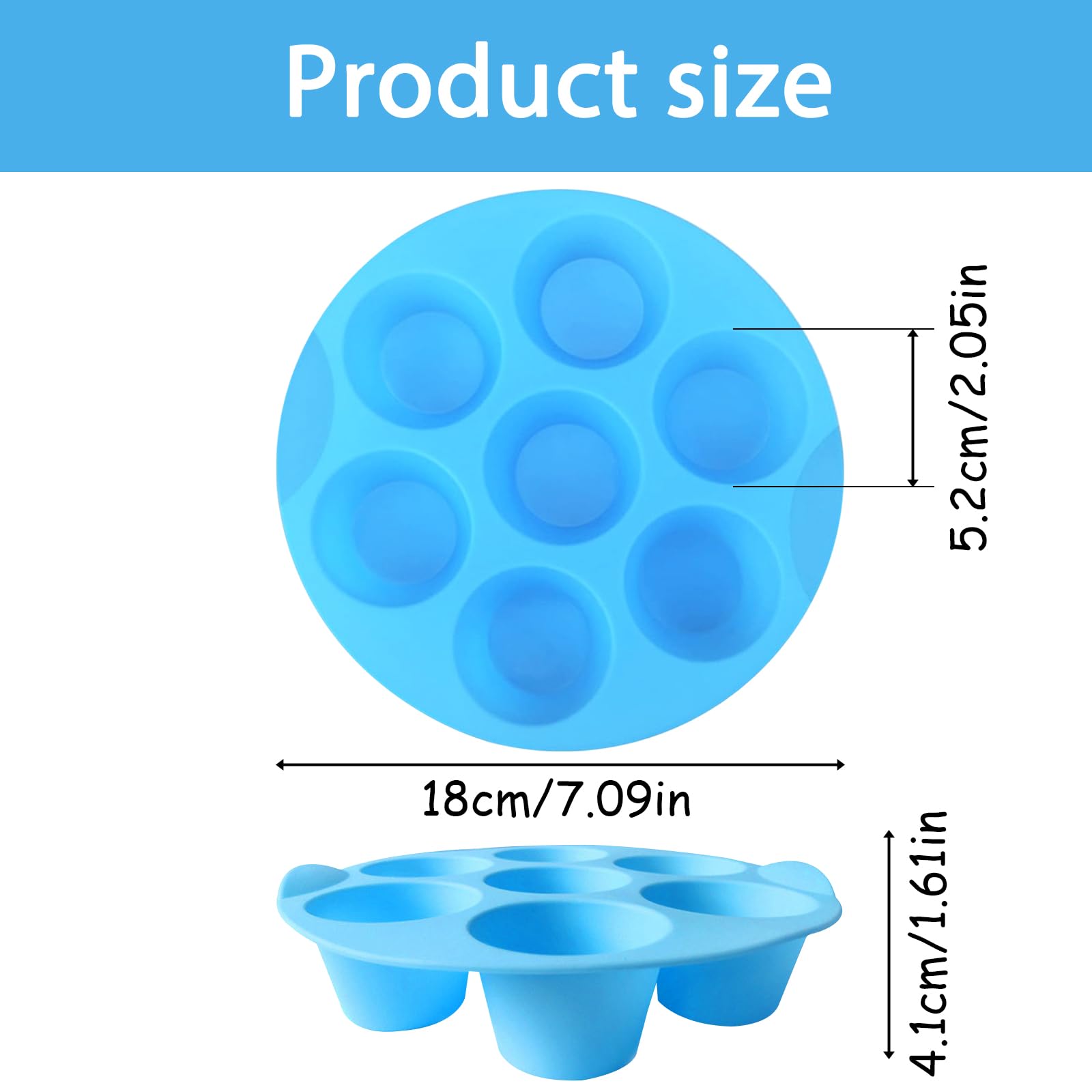 Air Fryer Egg Bites Mold, Set of 2, 14 Cups Nonstick Air Fryer Silicone Cupcake Pan for Baking, Food Grade Air Fryer Muffin Pan for Tart Quiche, Blue