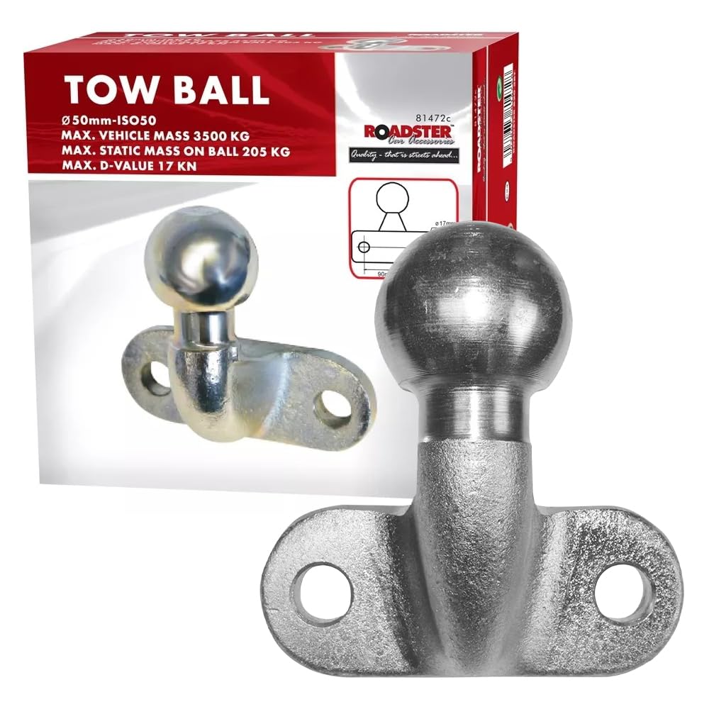 50mm Tow Ball - Towbar Bar For Towing | Ec Standard | Eu Approved | Stabiliser Quality | Van, Car, Transport | Caravan Hitch | Connector | Auto