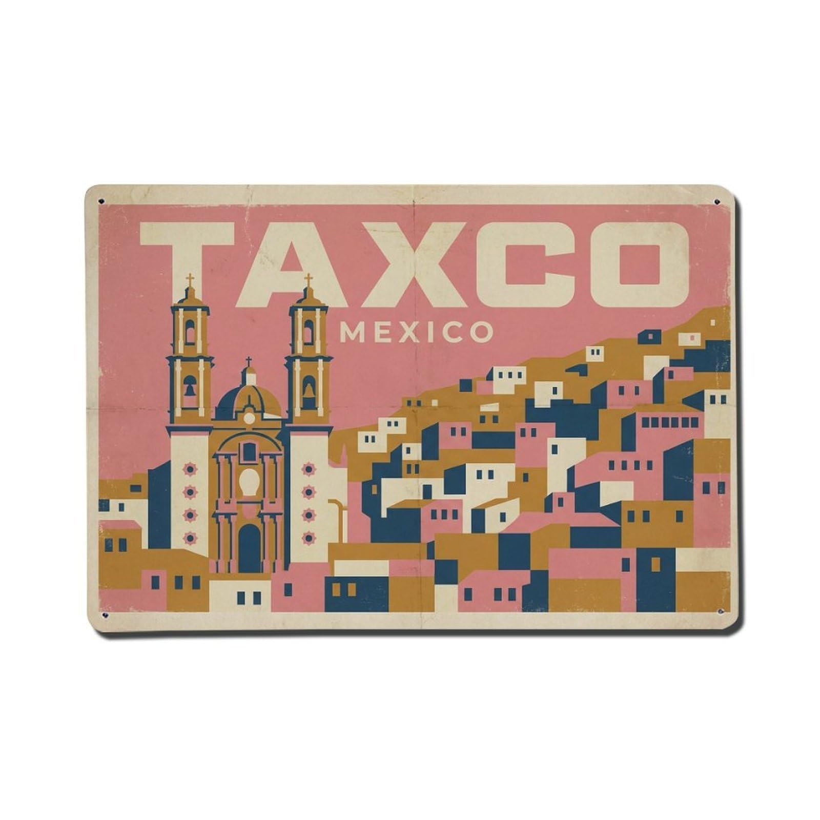 Xanthor Style Retro Travel Mexico Taxco Metal Tin Sign