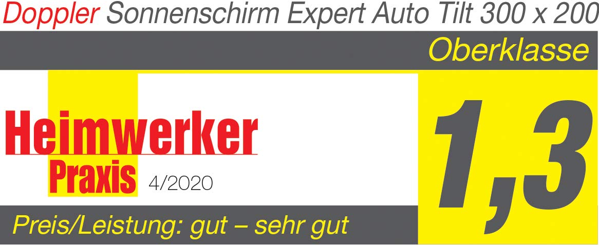 Doppler EXPERT Auto Tilt – Rechteckiger Sonnenschirm für Balkon oder Terrasse – Knickbar – ca. 300x200 cm