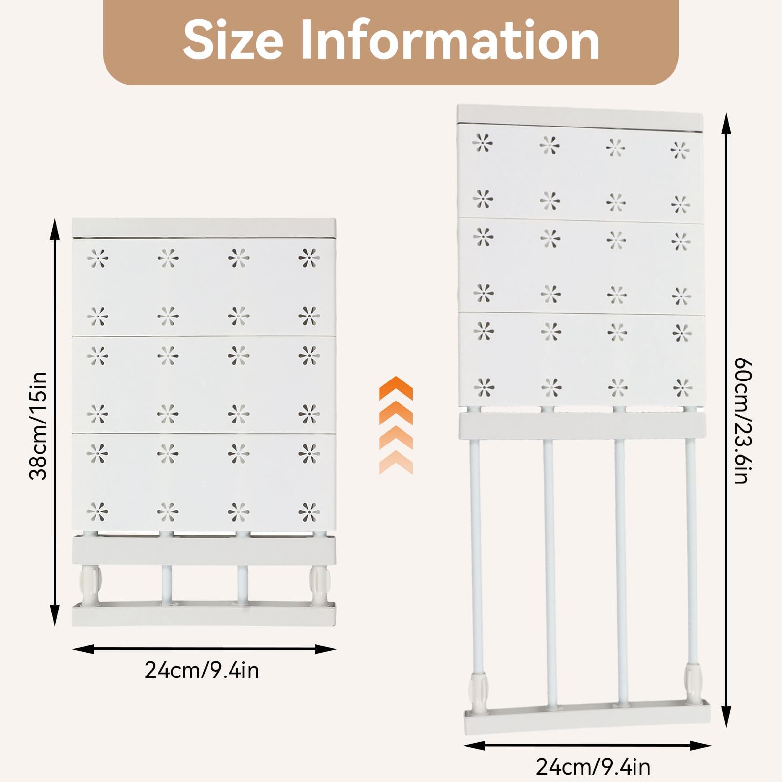 HERCHR scaffale in tensione con aste estensibili per armadio, Estensibile Telescopici Scaffal per Camera da Letto Bagno Cucina, Multifunzionale (38-60cm)