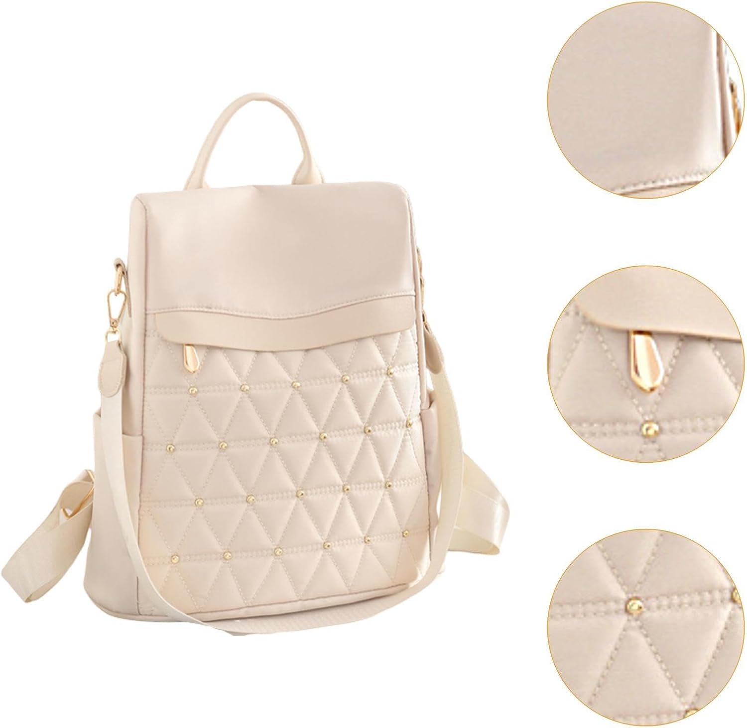 Backpack Purse Daily Daypack for Travel Women Shopping Working, Beige