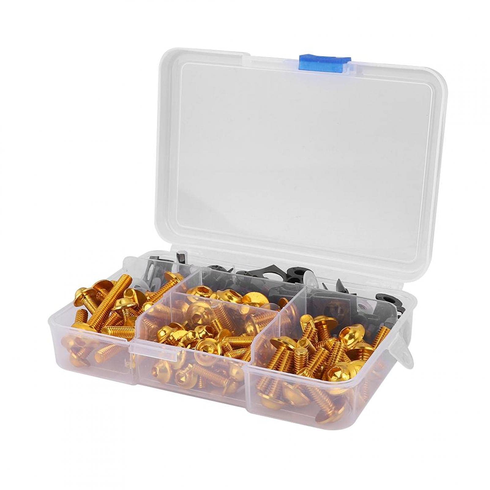 Aramox Motorbike Fairing Bolt Kit, 177 Pieces Aluminium M5/M6 Bolts with Washers, Replacement Fixings for Motorcycle Body Panels (Gold Finish)