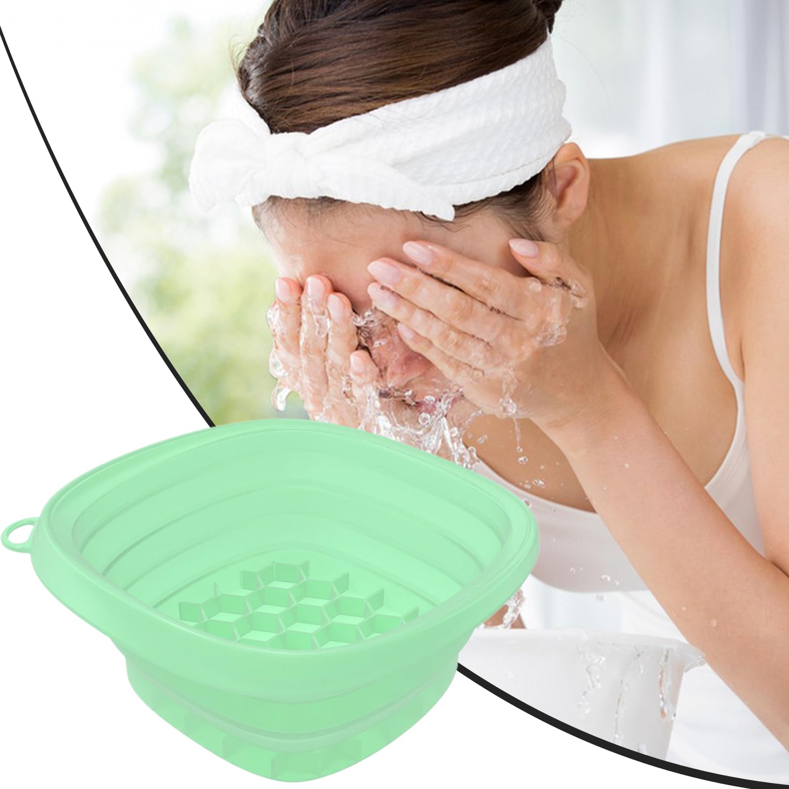 Genérico Bolsa De Baño De Hielo Facial, Recipiente Facial, De Silicona Con Bandeja Integrada Para Cubitos Plegable Para Cuidado De La Piel Spa Y Hogar