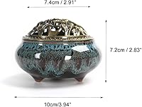 RchNow Ceramic Incense Burner Holder for Coil Cone Stick Incense - Handmade Zen Disc Censer Fambe Blue Home Decor