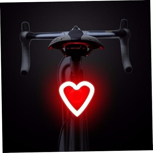 Miniatura 5 de Luz trasera de bicicleta impermeable LED en forma de corazón luz trasera 300mAh USB recargable advertencia de seguridad brillante luz trasera para