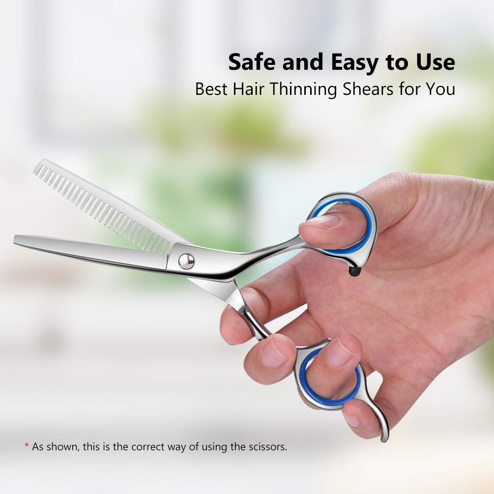Coolala Stainless Steel Hair Cutting Scissors Thinning Shears 6.5 Inch Professional Salon Barber Haircut Scissors Family Use for Man Woman Adults Kids : Beauty & Personal Care