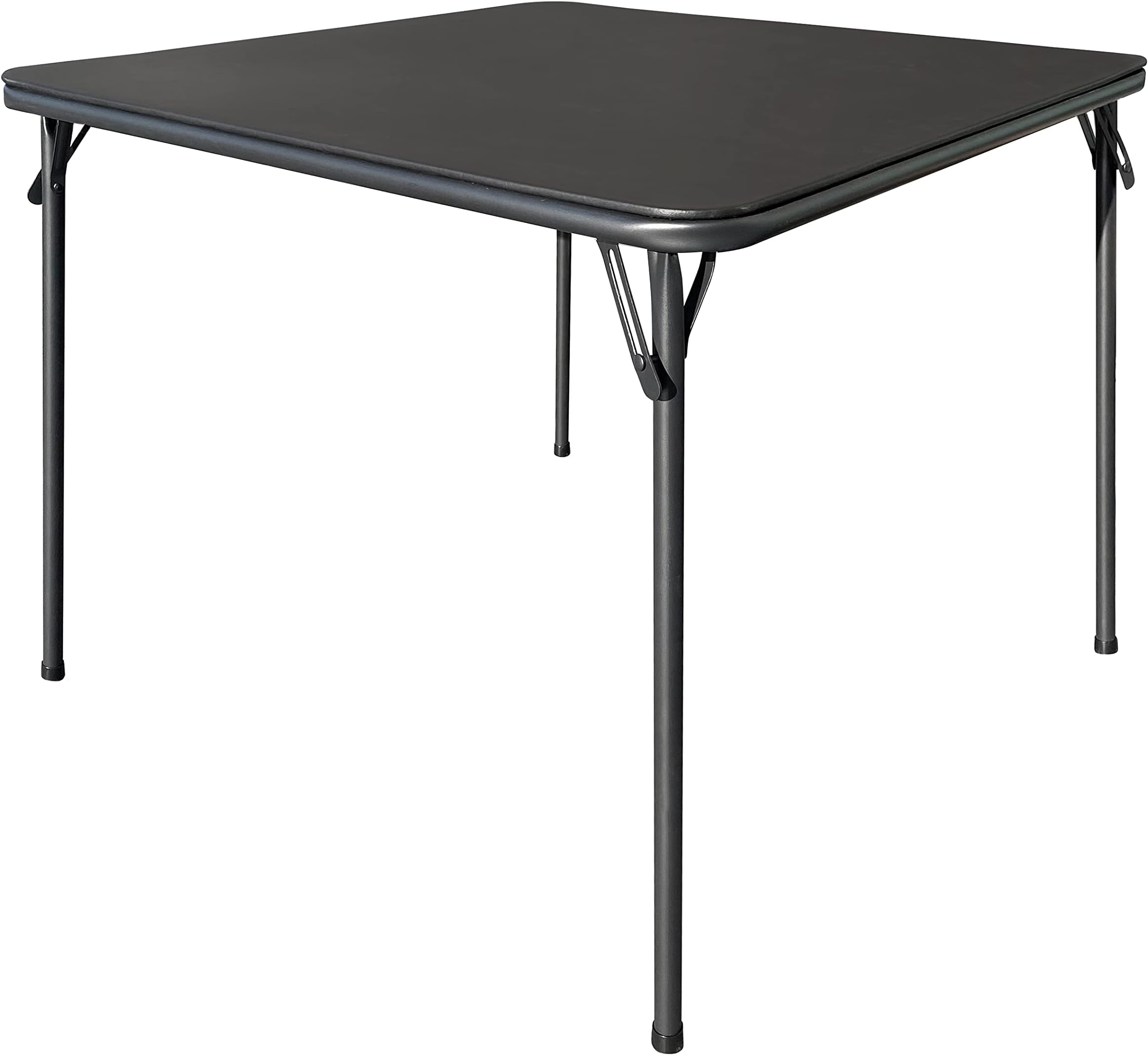 KAIHAOWIN Square Folding Table, Portable Vinyl Upholstery Card Table, Heavy Duty Multi-Functional Design for Indoor and Outdoor Use, Ideal for Party, Picnic, Camping - Black