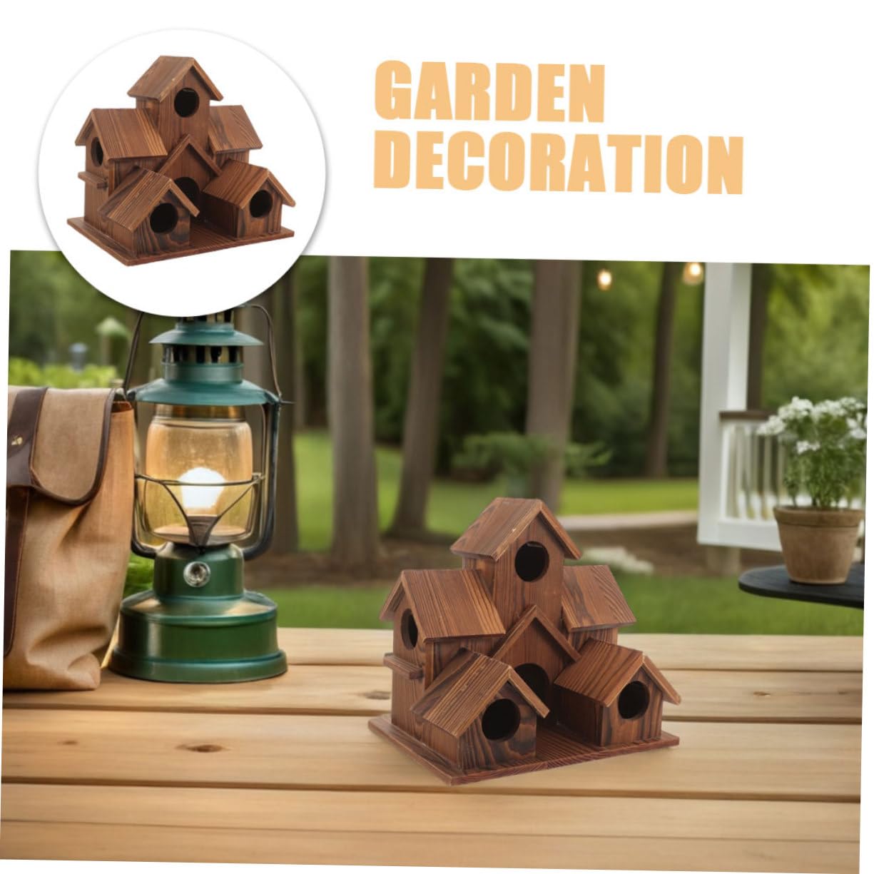 2 Piezas Casitas Pájaros Madera Sólida Diseño Rústico Casita Exterior Jardín Nido para Aves Decoración Patio Jardín