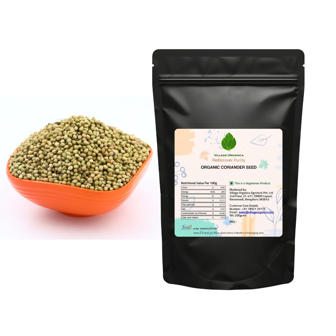 Village-Organica Coriander Seeds | Desi/Native breed | Greenish and smaller in Size | Authentic & Aromatic (200gm) (B0D7TQGFX5) Amazon Price History, Amazon Price Tracker