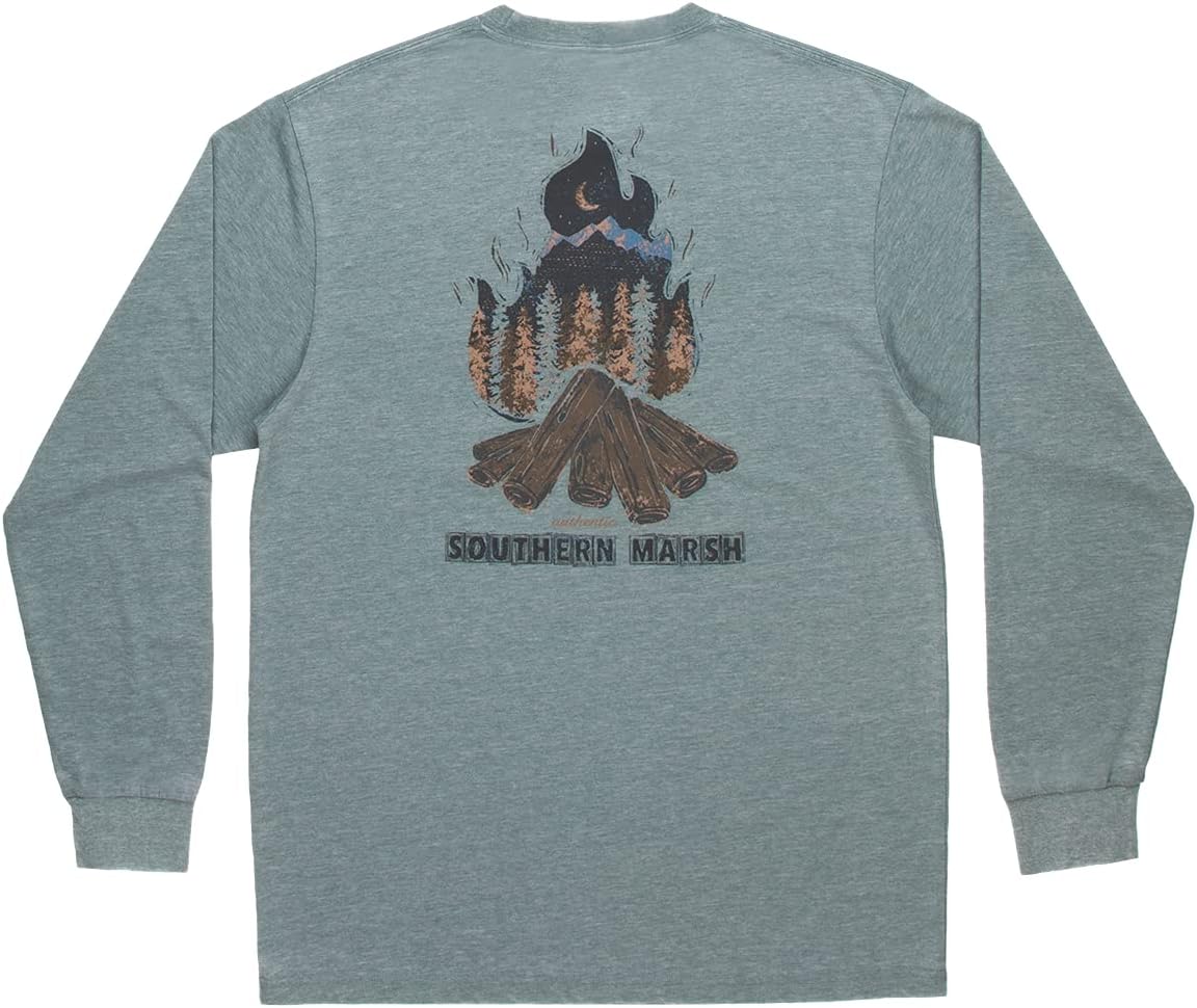 Southern Marsh Men's SEAWASH Campfire T-Shirt – Long Sleeve Casual Graphic Tee