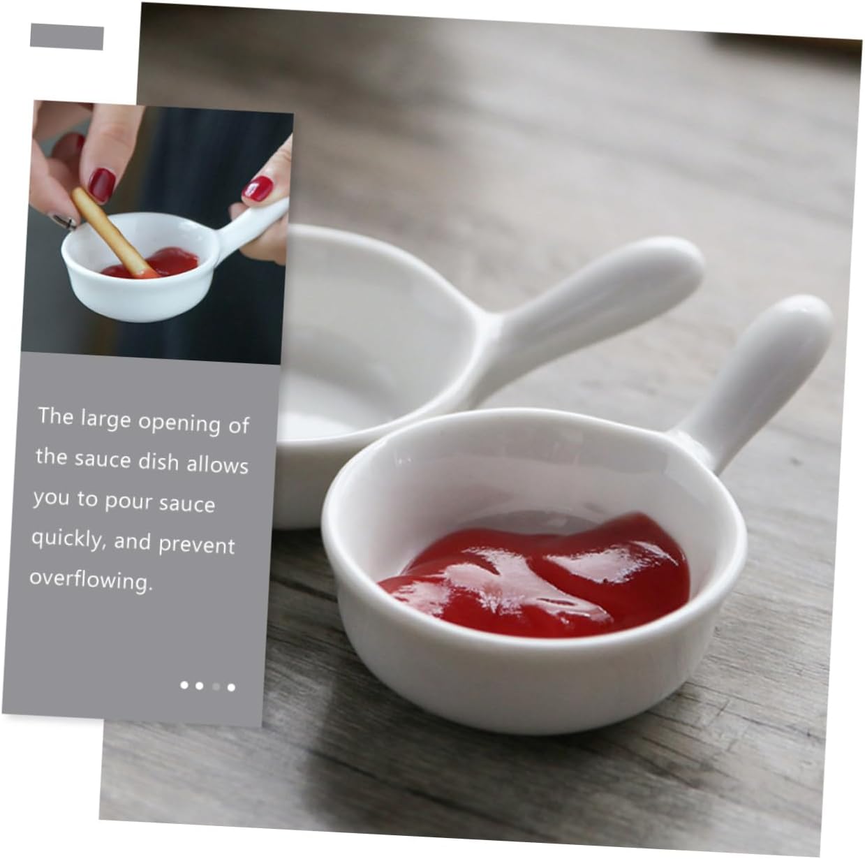Garneck Sauce Dish 4pcs Ceramic Handled for Seasoning and Dipping