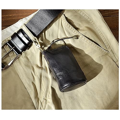 Genuine Leather Mini Leather Coin Purse, Change Purse for Men Women Change Holder Storage Bag Car Key Leather Coin Purse Pouch Case Organizer Bag Keychain Zipper (Black)4