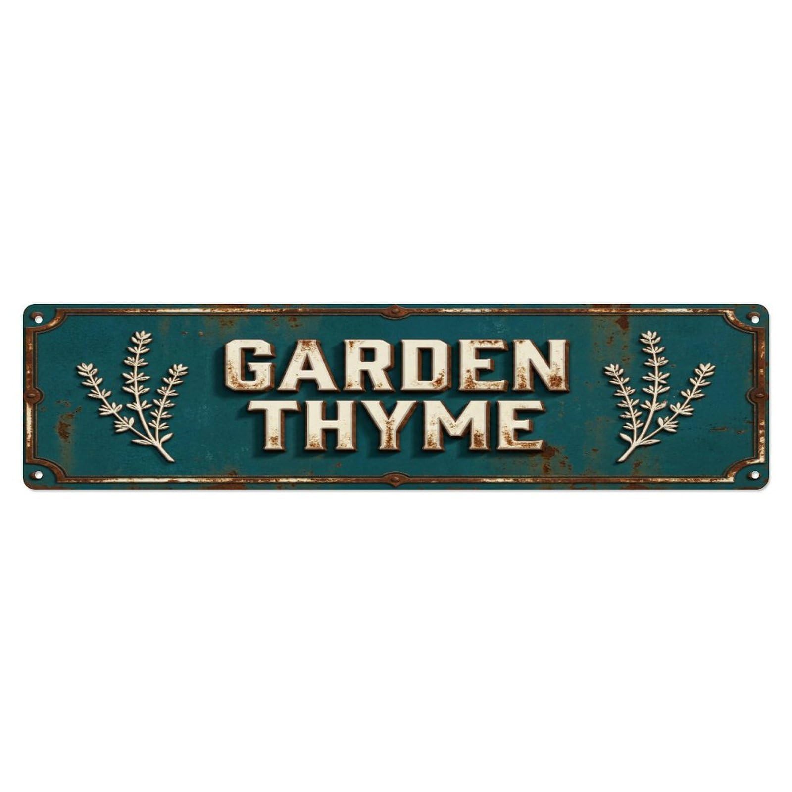 Metal Tin Sign GARDEN THYME Vintage Herb Rustic Farmhouse