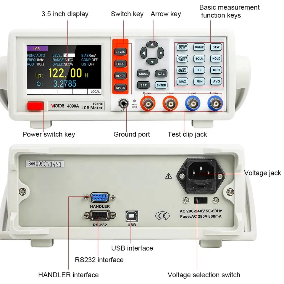 Rear panel connections of Victor 4090A LCR Meter