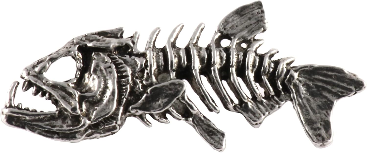 Fish Skeleton Pin, Pewter