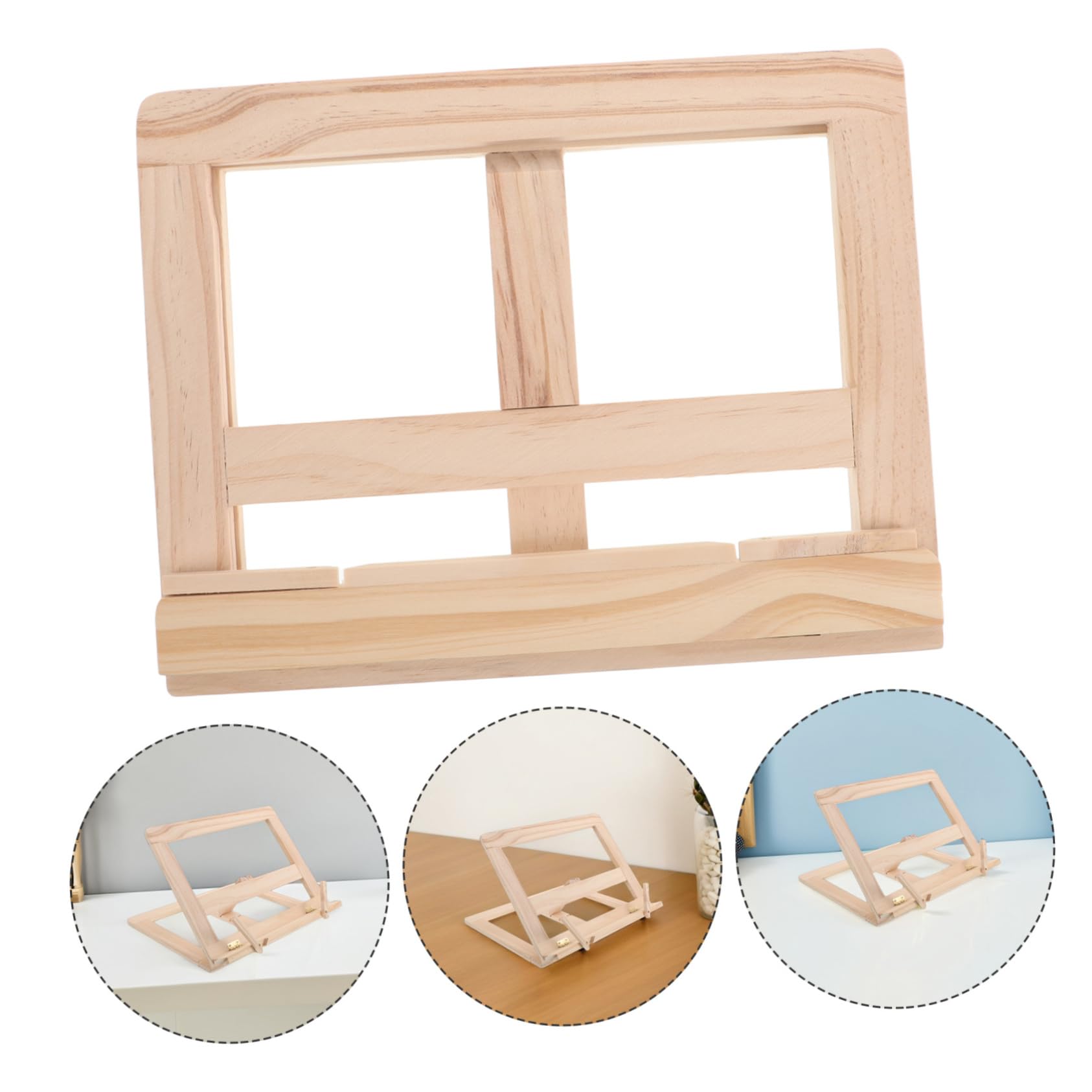 Supporto per Laptop in Legno Beige Regolabile Multiangolo | Dissipazione del Calore, Struttura Pieghevole da Tavolo, Adatto a Libri e Tablet