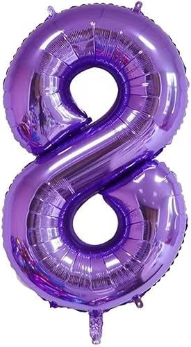 Vista 22 de Globos morados del número 2 de 40 pulgadas con corona, decoraciones de segundo cumpleaños para niñas, globos decorativos de celebración