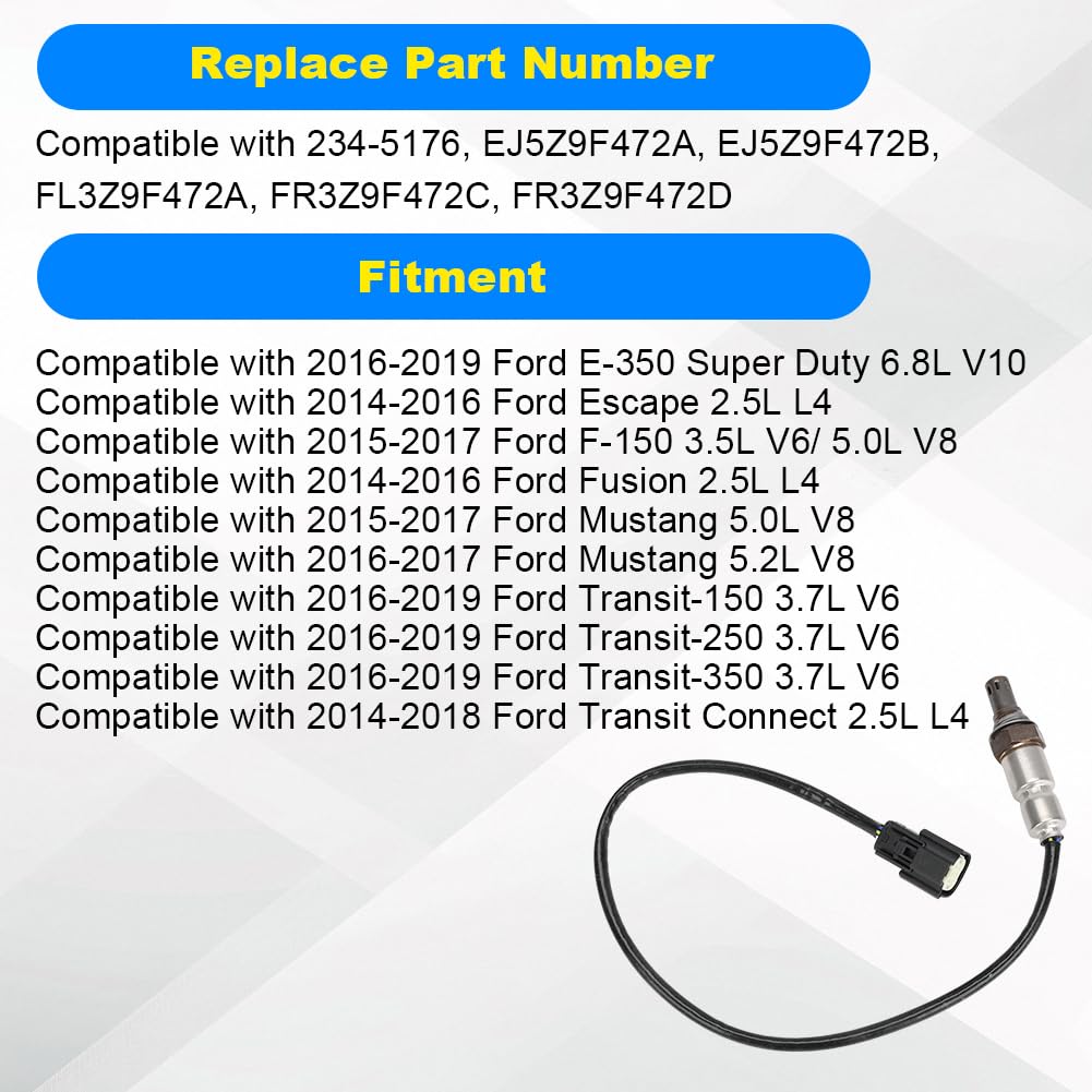 JDMON 1PCS O2 Oxygen Sensor Replacement for 2015-2017 Ford Mustang, Escape, F-150 Compatible with 234-5176, EJ5Z9F472A