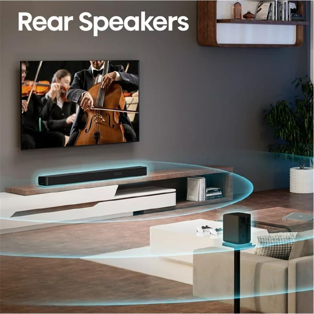 Soundbar rear ports for connectivity
