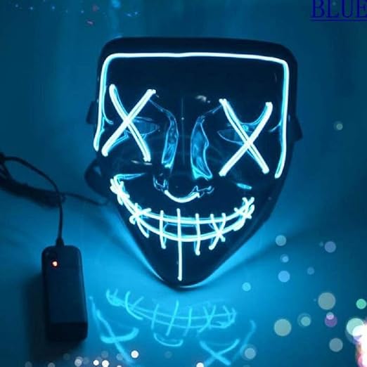 Light Up Purge Mask Halloween Purge Mask Led for Adults and Kids (Blue
