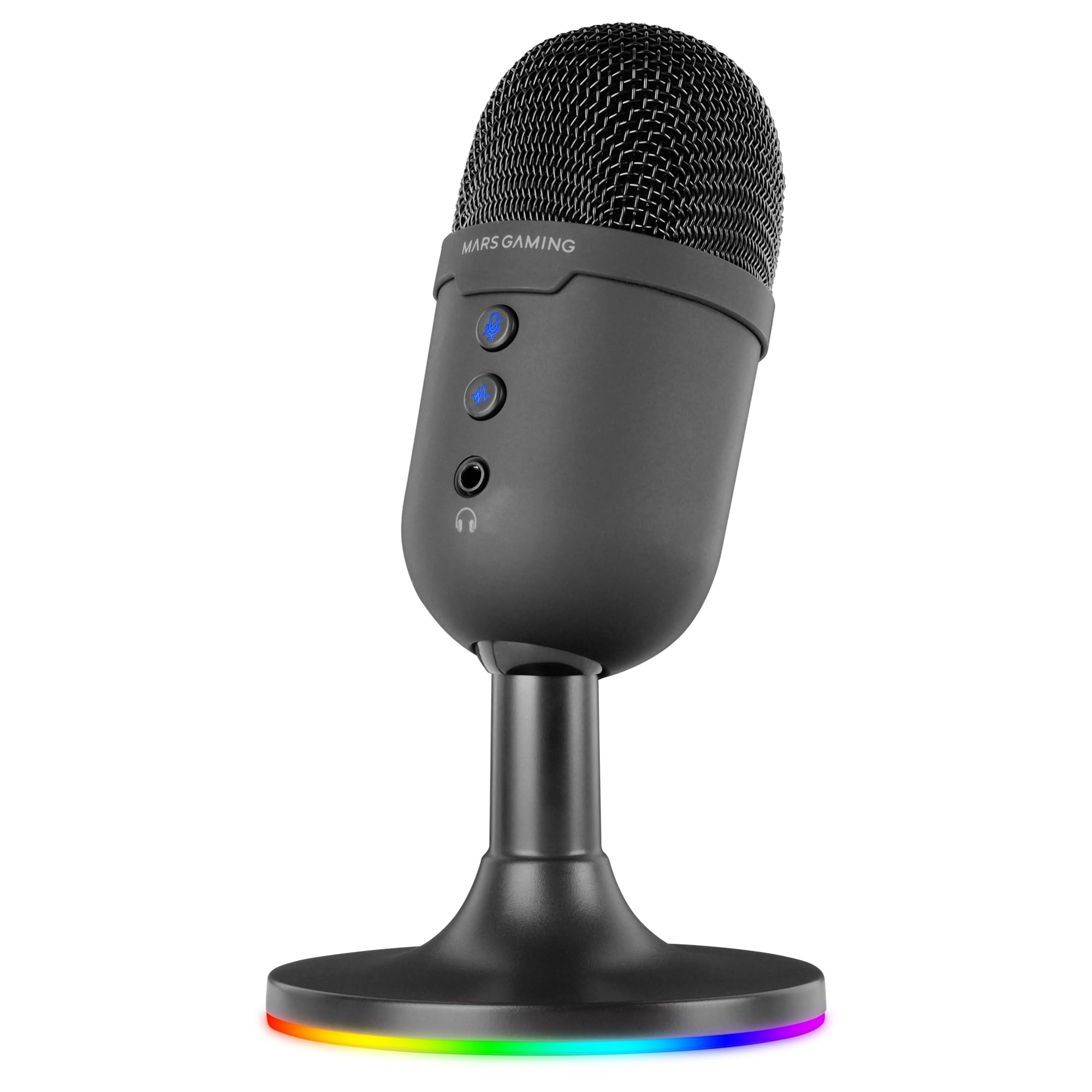 Mars Gaming MMIC-CX, Microfono da Studio Professionale, Design Compatto ARGB, Audio Alta Definizione, ENC Noise Cancel, Condensatore Cardioide, Mute, USB Plug&Play, Jack 3.5mm, Nero