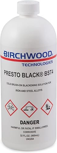 Birchwood Presto Black BST4 Technologies - cepillo frío en solución ennegrecedor para hierro y aleaciones de acero tradicional de acero pátina de