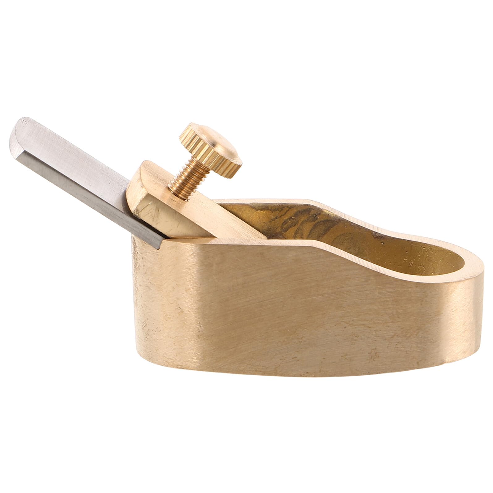 HOMSFOU Mini Pialla Manuale in Ottone Fondo Piatto, Lama 18mm, Utensile Preciso per Lavorazione e Levigatura Parti in Legno di Strumenti Musicali