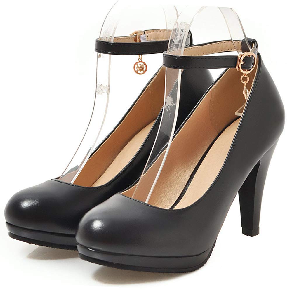 Décolleté Donna, Scarpe Tacco a Cono Eleganti Scarpe da Sposa Tacco Alto Punta Rotonda con Plateau con Cristalli, Numero 31-47