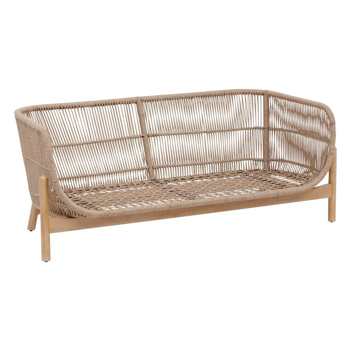 HESPERIDE - Canapé de Jardin deona Taupe et Acacia - 2 Places - Coussins Déperlants Déhoussables Mobilier d'Aménagement pour Jardin, Terrasse, Balcon