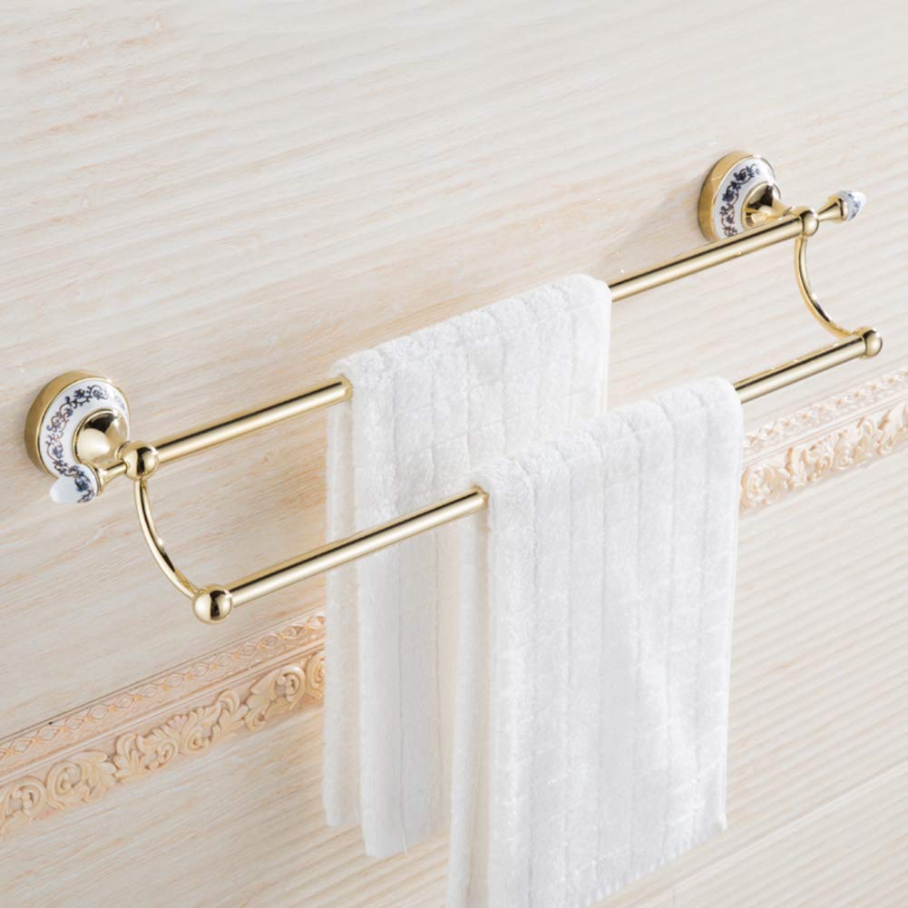 Porte-serviettes double pôle doré pour optimiser le séchage des serviettes humides