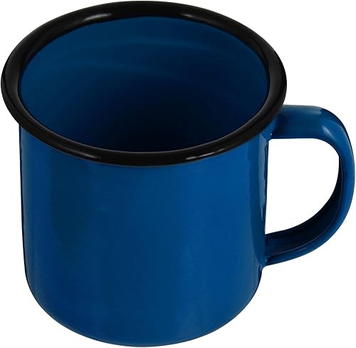 Taza de café esmaltada, 4.1 fl oz, taza de esmalte azul rústico con asa, tazas de agua de pollo, taza de capuchino, taza de campamento esmaltada