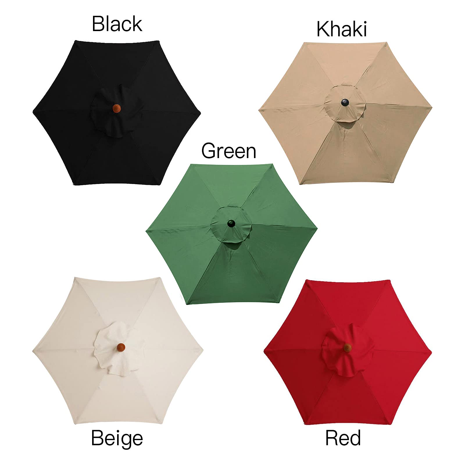 Auvent de Remplacement pour Parasol de Terrasse 6,4 M - Toile à 6 Nervures D'extérieur, Grande Couverture de Rechange pour Jardin (Vert)