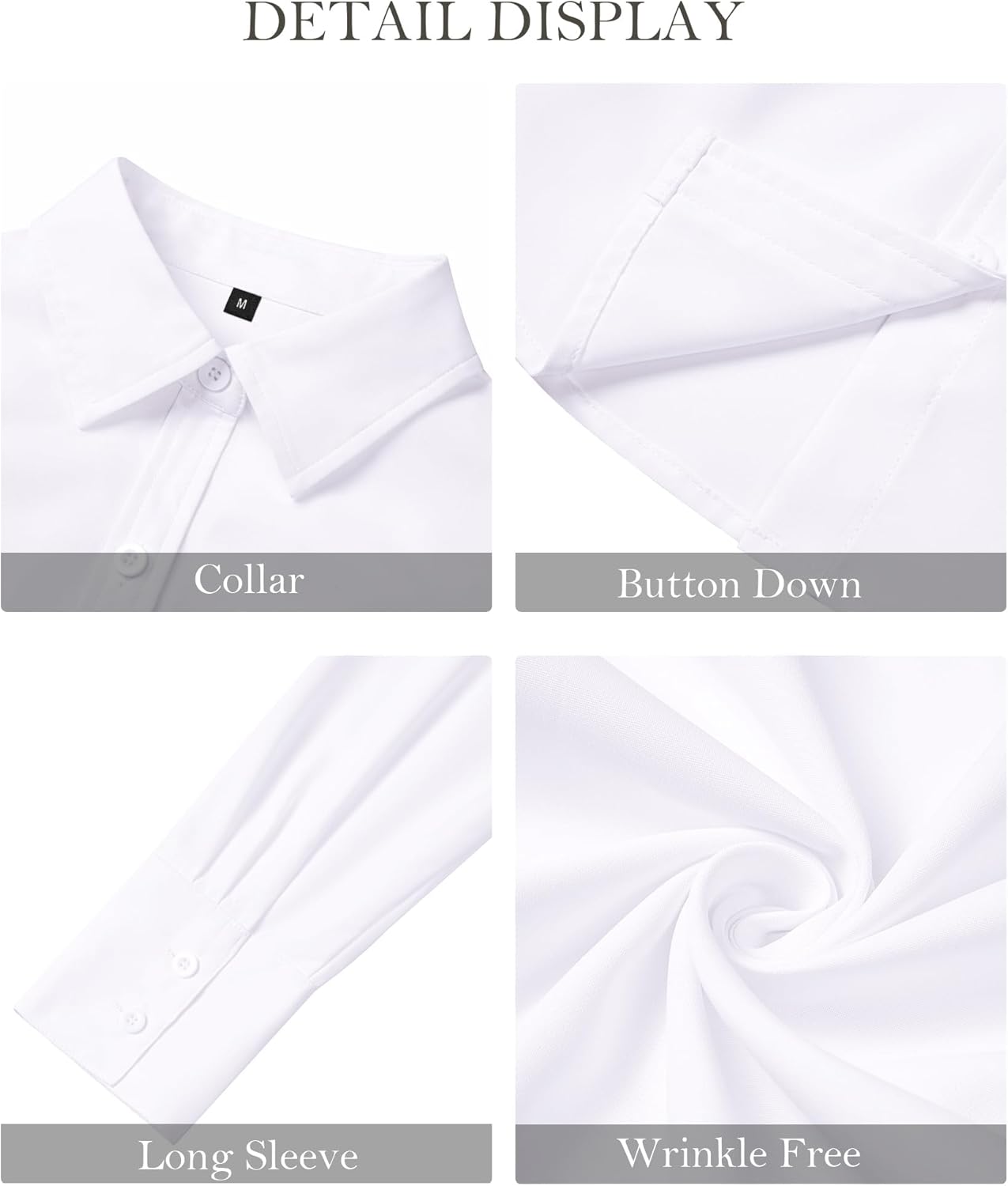 Button Down Shirts for Women Dress Shirt Long Sleeve Wrinkle Free Collared Blouse Work Business Office Solid Tops - Image 5