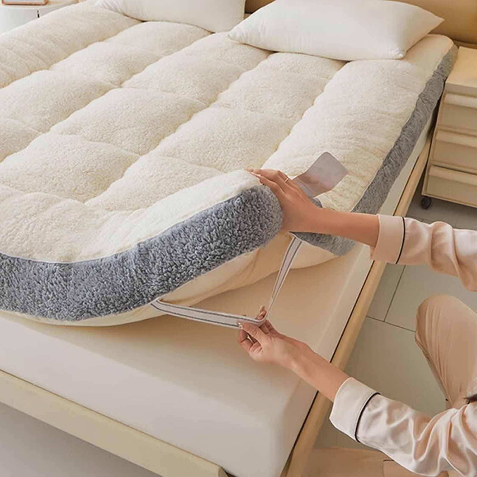 Podwójny japoński futon pokrowiec na materac z wełny jagnięcej narzuta składana pościel do akademików naturalna 90 x 200 cm pościel przytulne i stylowe rozwiązanie do spania