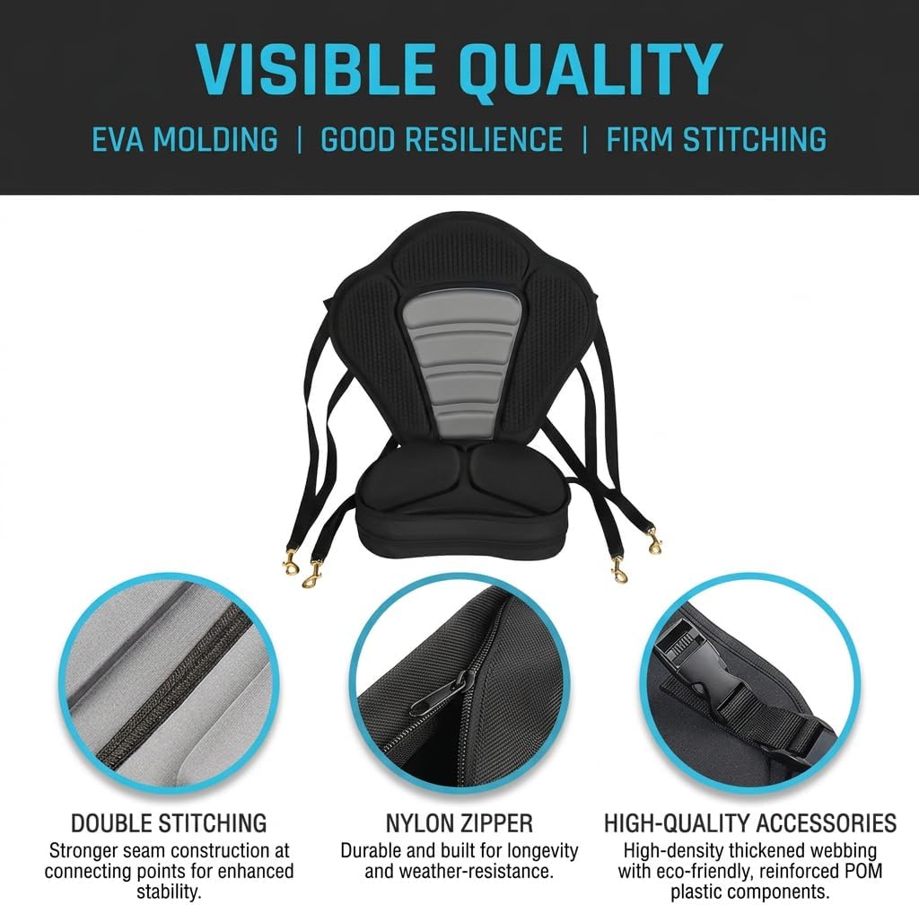 Kayak Seat Cushion for Hobie Tandem Island, 360° Swivel Paddle Board Seat with Safety Buckle, Easy Installation, Adjustable Straps, Back Support for Kayak Canoe