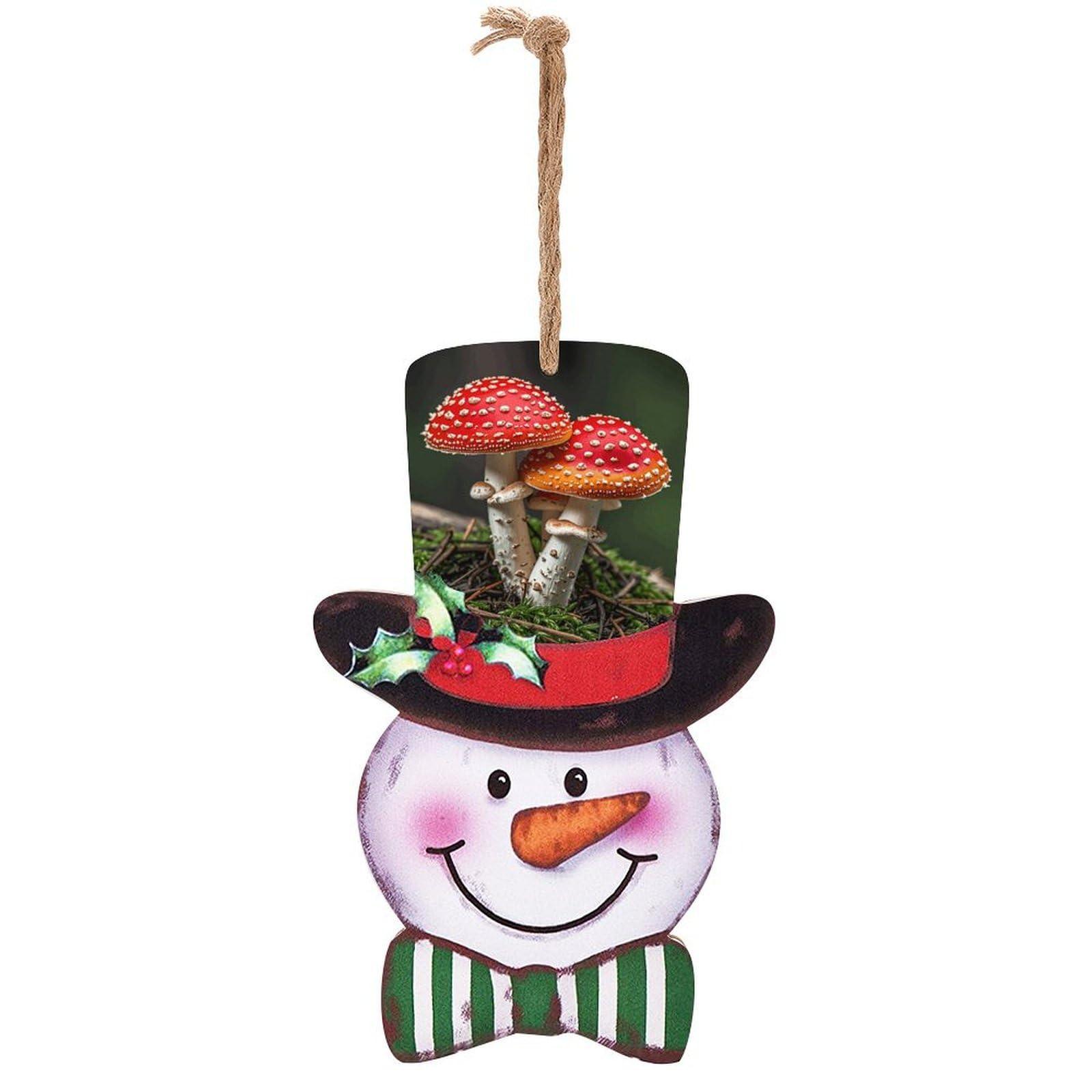 Décorations de Noël pour sapin de Noël avec bonhomme de neige en bois et casquette rouge