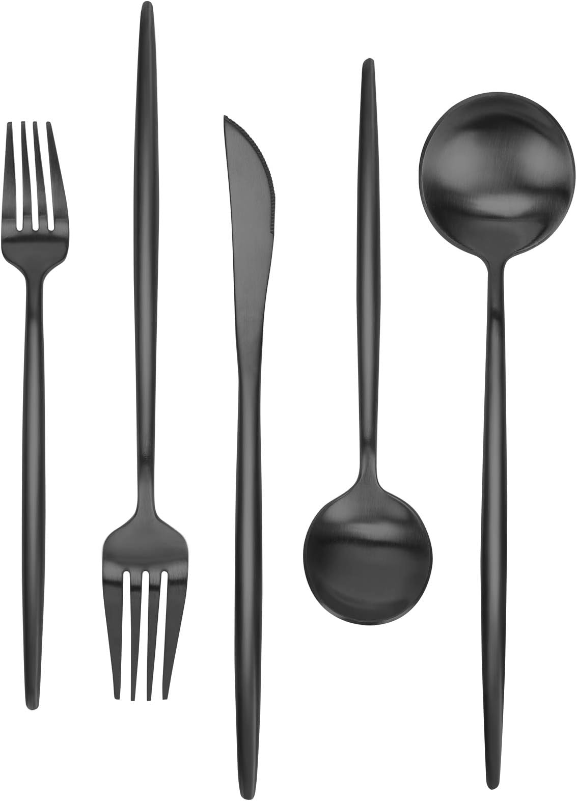 Matte Black Silverware Set，OPOLIA 30Piece Stainless Steel