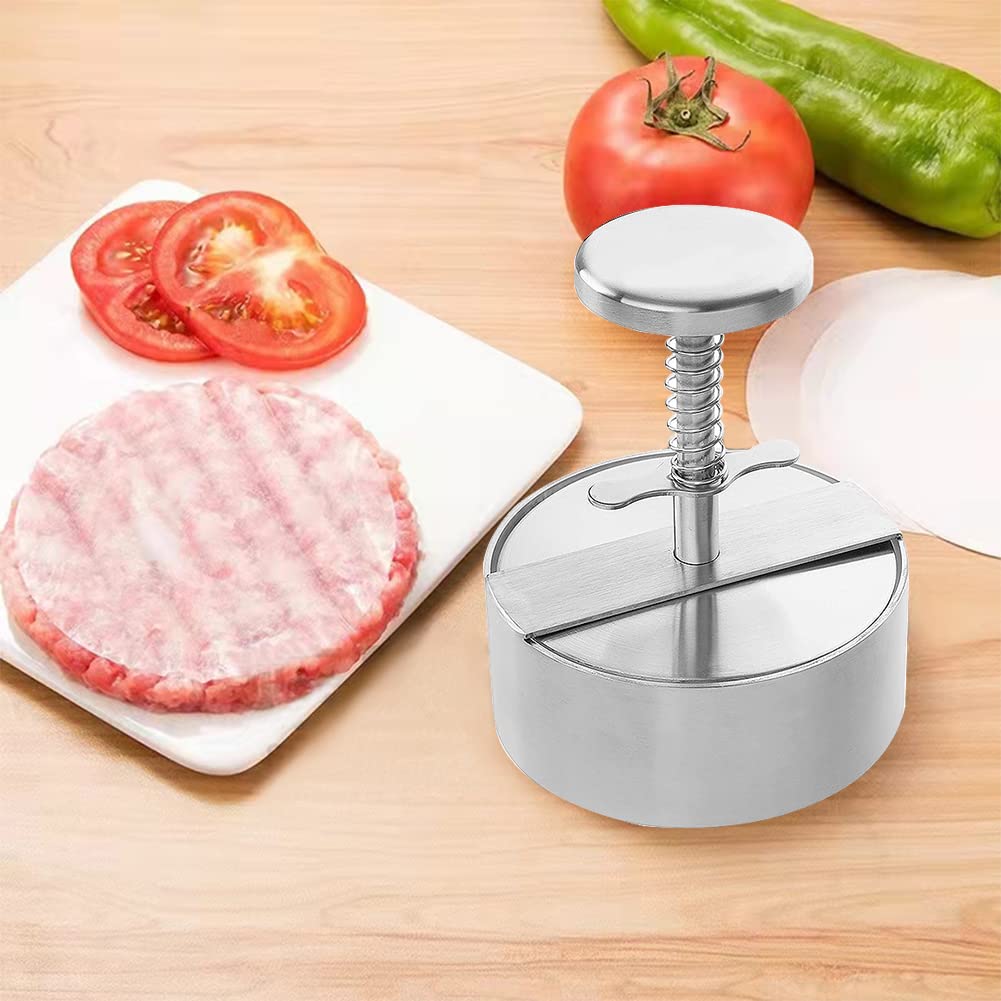 Regulowana prasa do burgerów ze stali nierdzewnej hamburger patty Maker nieprzywierająca forma do burgerów, do warzyw, mięsa, wołowiny, wieprzowiny, sera jagnięcego, halal, grilla, grilla, ze