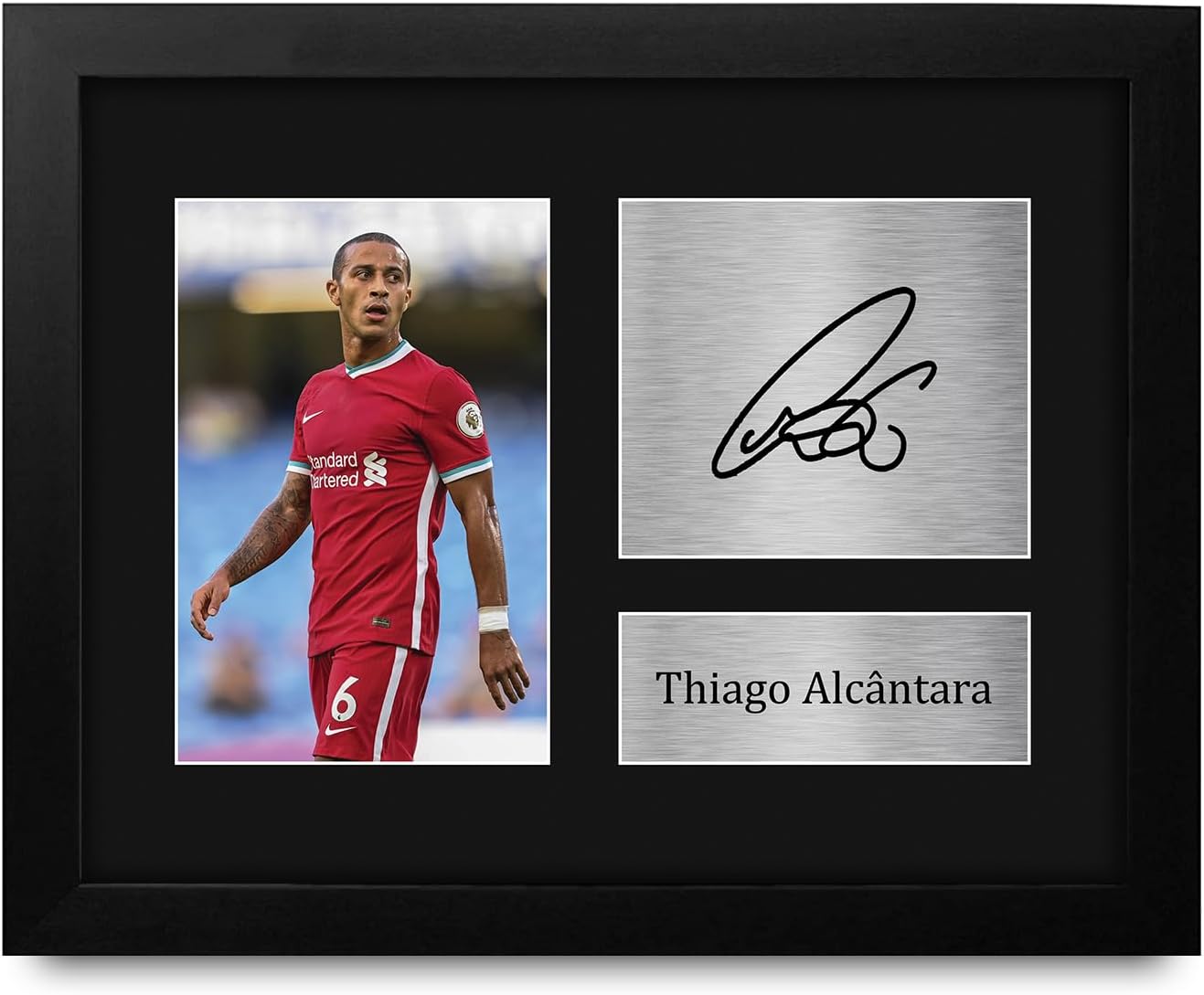 HWC Trading Thiago Alcantara Liverpool Gifts Printed Signed Autograph Picture for Soccer Fans and Supporters - US Letter Framed (ID-008969)
