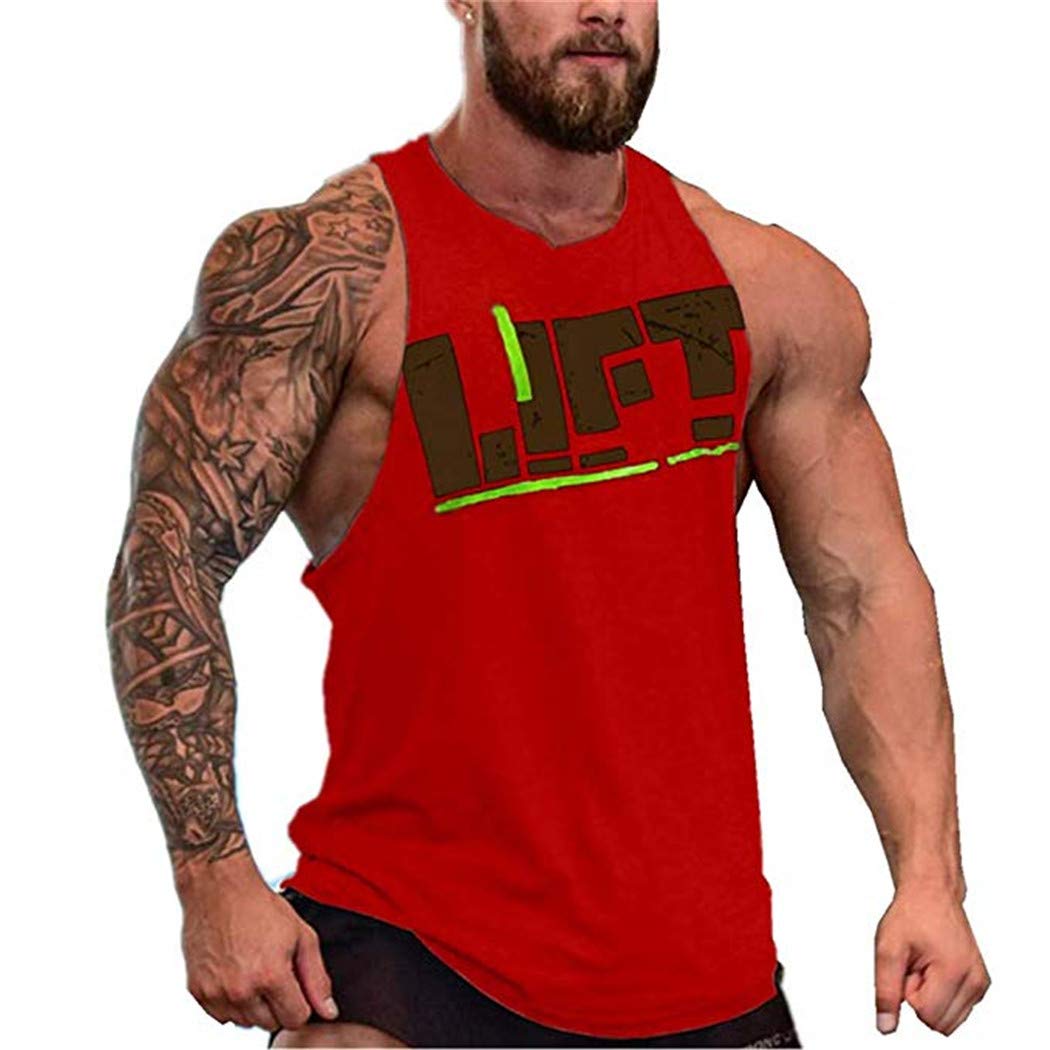 Bodygo Men's C2 Lift Bodybuilding Muscle Vest Tank Top Stringer Gym Sport And Casual Wear Workout Fitness