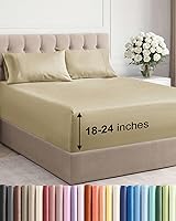 Vista 1 de Juego de sábanas Queen de bolsillo extra profundo, sábanas transpirables y refrescantes de 4 piezas, juego de sábanas de lujo de hotel, ultra suave