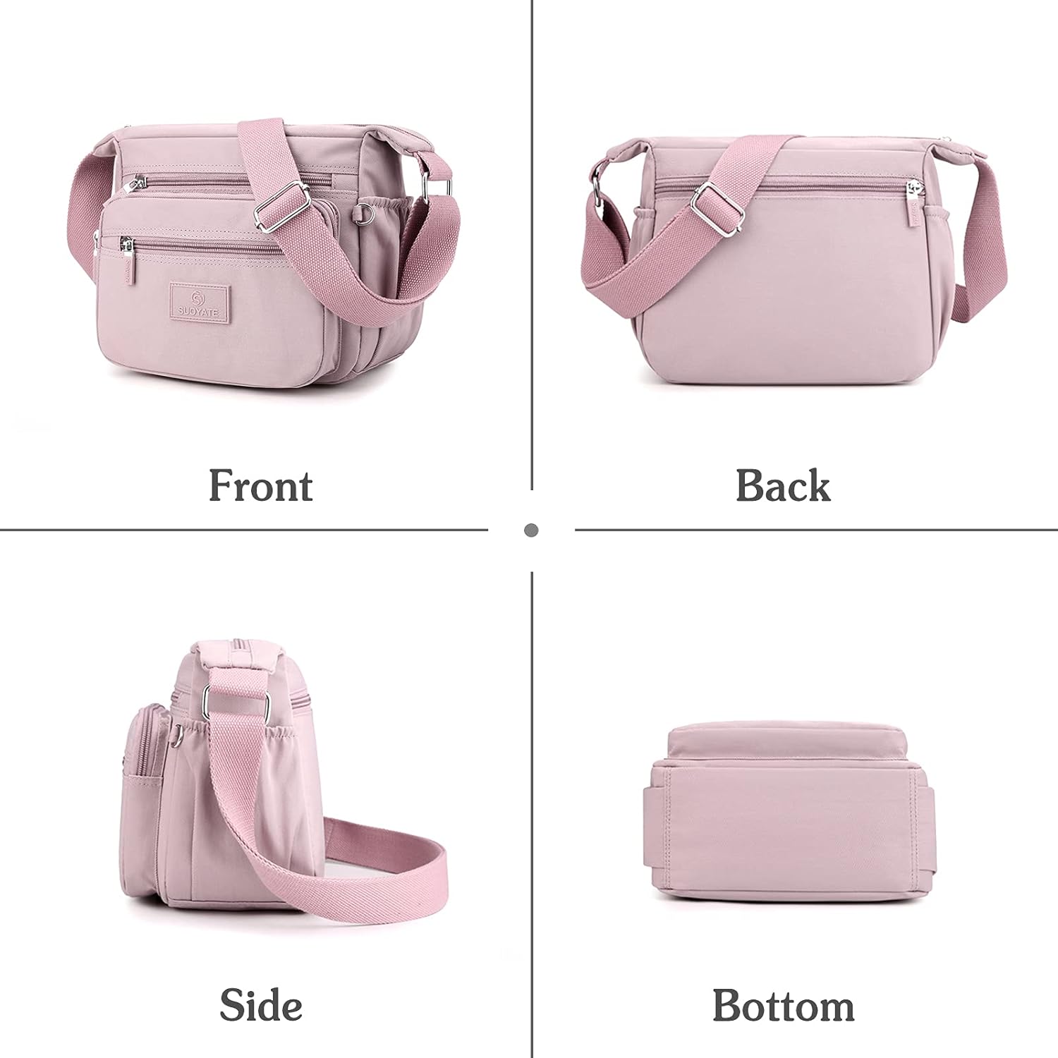 PORRASSO Women Crossbody Bag Casual Shoulder Bag Multi-pocket Messenger Bag
