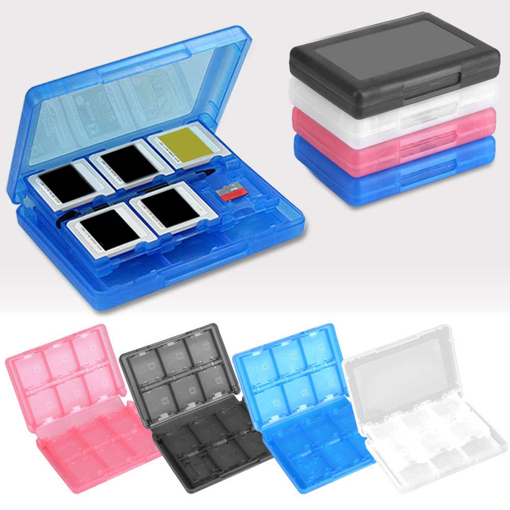Yosoo 28 in 1 Games Estuche de plástico Anti-Shock Titular de Almacenamiento SD Tarjeta de Memoria Funda para 3DS DSL DSI LL(Azul)