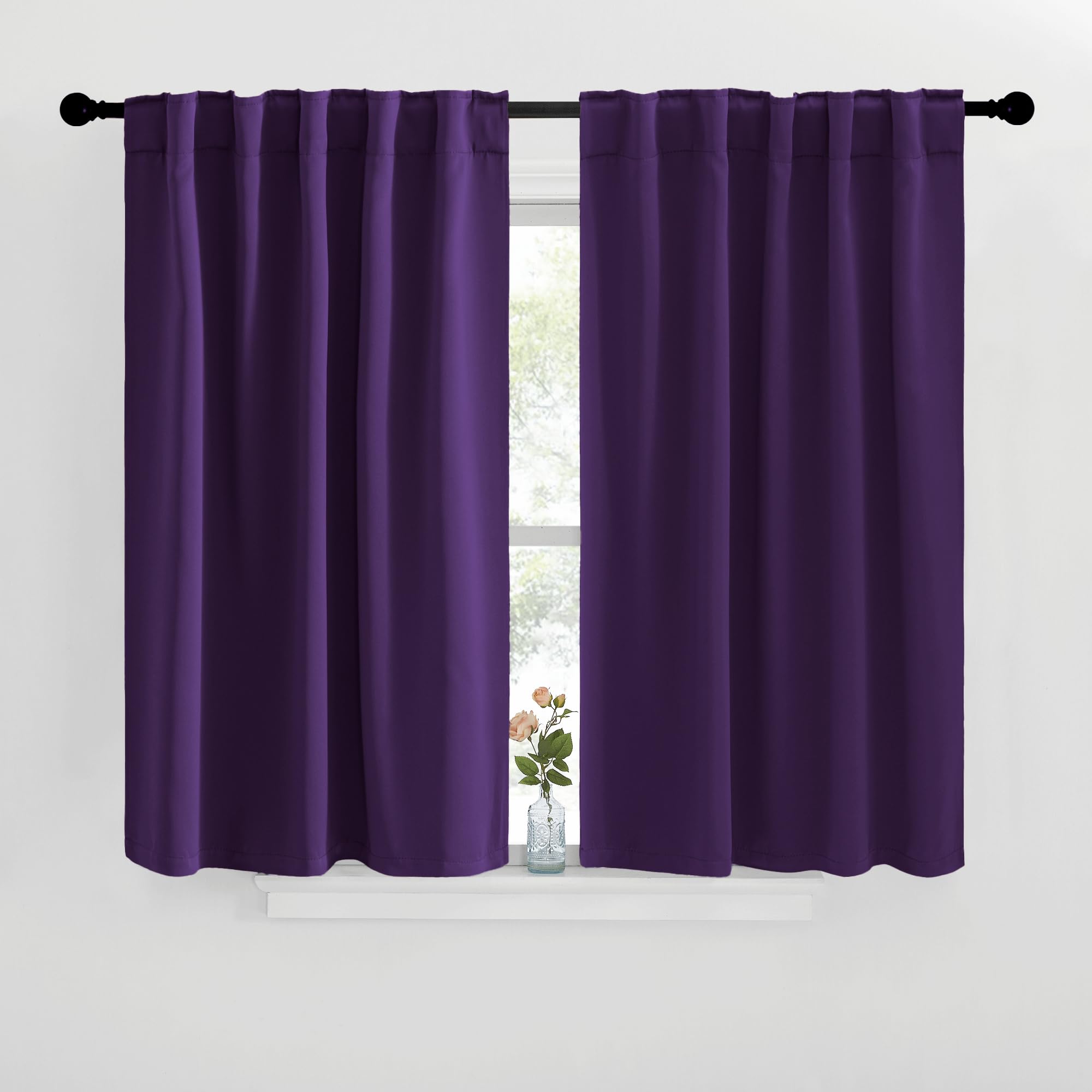 NICETOWN Blackout Window Curtains for Camper - (Royal Purple Color) 42x40 Inch, 2 Panels Set, Thermal Insulated Room Darkening Blackout Drapes/Draperies with Rod Pocket &amp; Back Tab for Loft