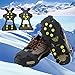 HoFire Ice Cleats for Shoes and Boots, Ice Snow Traction Cleats Grippers, Non Slip Shoe Ice Grippers,10 Steel Rubber Spikes Crampons Anti Easy Slip Studs Crampons Slip-on Stretch Footwear(Black, L)