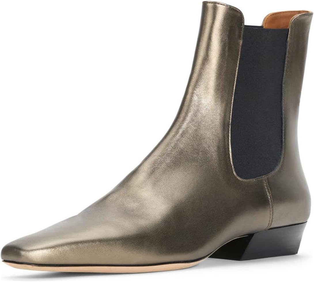 FSJ Women Chelsea Ankle Boots Square Toe Low Chunky Block Heel Short Boots Classic Elastic Office Dress Booties Size 4-16 US