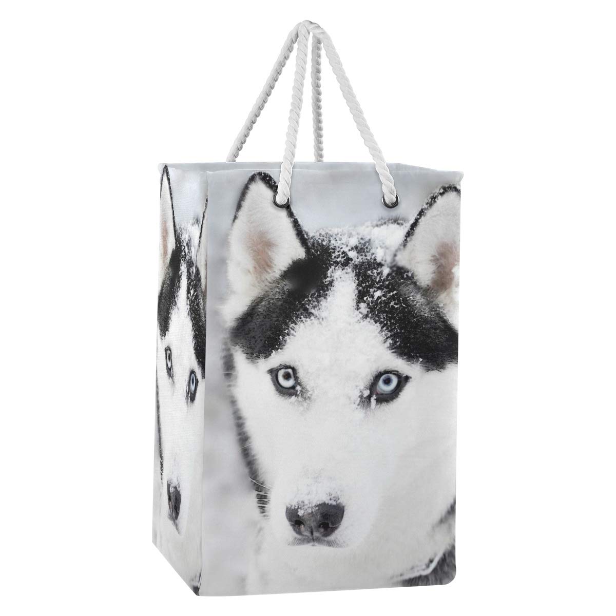 Großer Wäschesack mit Husky-Motiv, freistehend, faltbar, mit Tragegriffen