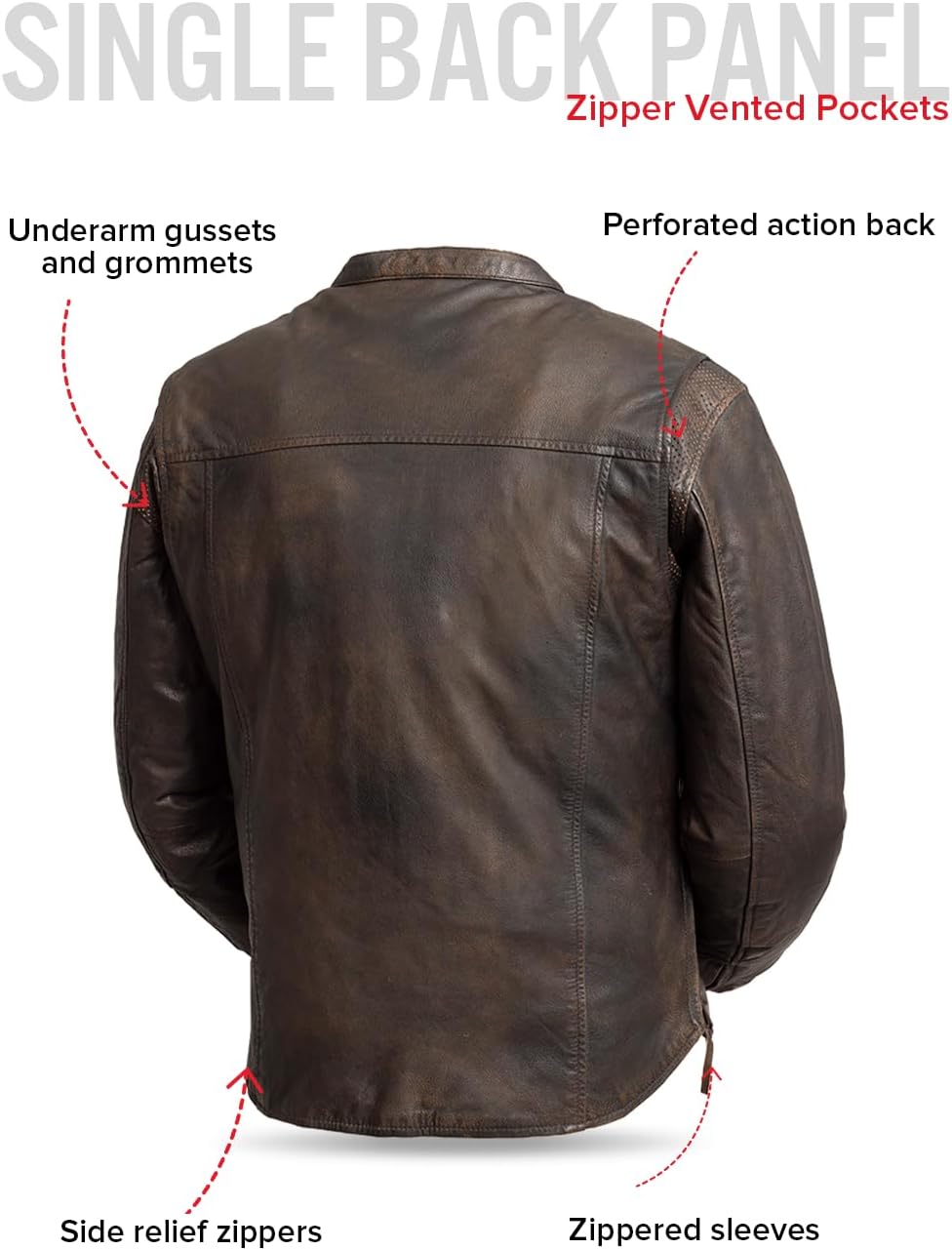 First Mfg Co - Rocky - Men's Motorcycle Biker Riding Leather Jacket