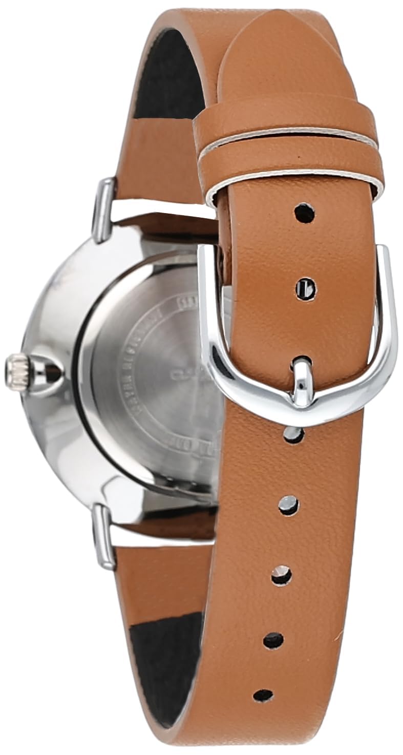 Casio LTP-VT01L-5B Women's Minimalistic Beige Dial Brown Leather Band Analog Watch